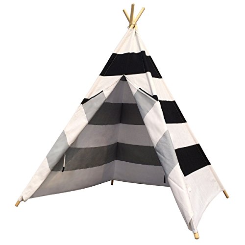 Dream House Horizontal Black and White Stripes Indoor Children Hideaway Game Wigwam Tent