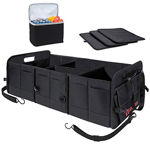 Autoark Multipurpose Car SUV Trunk Organizer with Removable Insulation Leakproof Cooler Bag,Durable Collapsible Adjustable Compartments Cargo Storage,AK-100
