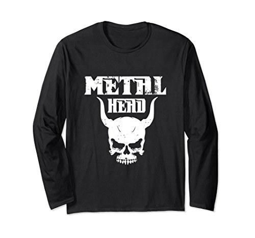 Unisex Metal Head Music Long Sleeve T-Shirt Rock N Roll Tee Large Black