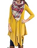 AMZ PLUS Women Irregular Hem Long Sleeve Loose Shirt Dress Top Yellow 3XL