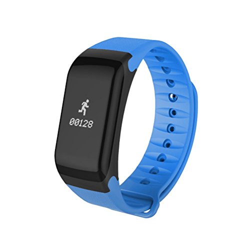L@YC Waterproof Fitness Activity Tracker with Bluetooth Wireless Sync Tracker Sleep Monitor Pedometer OLED Display, Blue