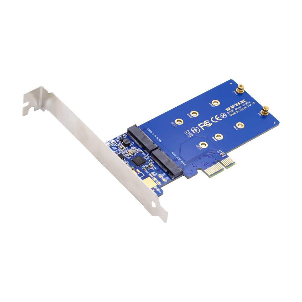 NFHK Dual SATA NGFF Key B+M SSD to PCI-E 1x Motherboard Desktop Adapter Converter SSD Card JMB582 2280