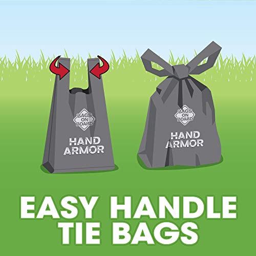 BAGS ON BOARD DOG POOP BAGS – EXTRA THICK WASTE PICKUP BAGS WITH EASY TIE HANDLES – EASY DISPENSING DRAWER PACK – 200 COUNT