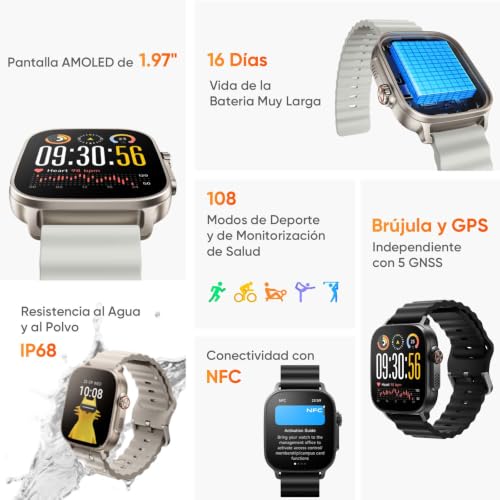 realme Watch 5 Smartwatch con batteria di 20 giorni, smartwatch con 108 modalità sportive, monitor della salute, smartwatch IP68, NFC, argento
