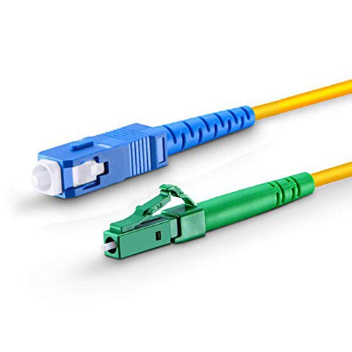 CONBIC Fiber Optic Cable - 0.5m OS2 Yellow, LC/APC-SC/UPC, Simplex, 9/125um, G.657.A2