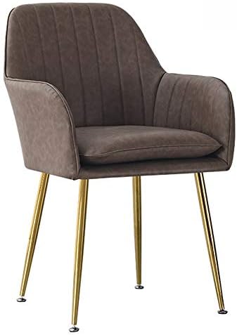 LJFYXZ Modern Design Dining Chairs Synthetic Leather and backrest Design Home Desk Chair Upholstered seat Golden Metal Legs Kitchen Restaurant 47x44x84cm (Color : Brown)