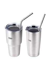 cylapex 18/8 acero inoxidable Pajitas Paquete de 6 (3 recta (3 Bent), reutilizable 10.5 inch Juego de pajitas para Yeti Rambler vaso de tazas 20 & 30 oz, extra largo con 2 Cepillos de limpieza, Acero inoxidable