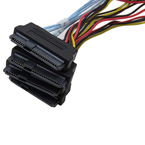 CableDeconn Mini-SAS SFF-8088 26P to 4 X SAS SFF-8482 29 Pin with Power Cable 1 Meter 3.3 FT