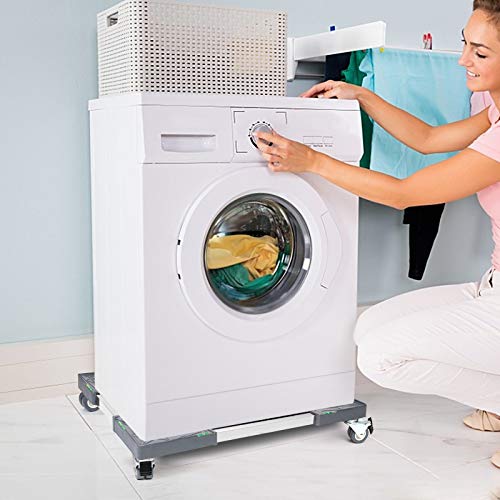 W B D WEIBIDA Washing Machine Stand with 4 Lockable Wheels, Load 200 kg Washing Machine Base, Adjustable Width 40-62 cm, Appliance Holder for Washing Machine, Dryer, Refrigerator