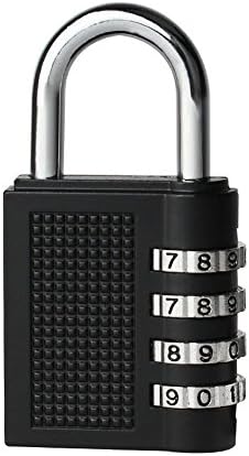 Combination Lock,4 Digit Anti Rust Padlock Master Lock for School, Luggage,Travel Bag,Drawer,Outdoor, Storage locks,1 Pack-Black, By JMINAL