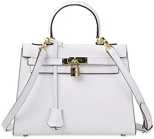 Women's Padlock Handbag Genuine Leather Top Handle Satchel Bag 32cm