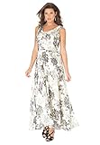 Roamans Women's Plus Size Drape Dress (White Black Print,18 W)
