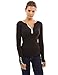PattyBoutik Women Notch Neck Buttons Trim Blouse Top (Black Large)