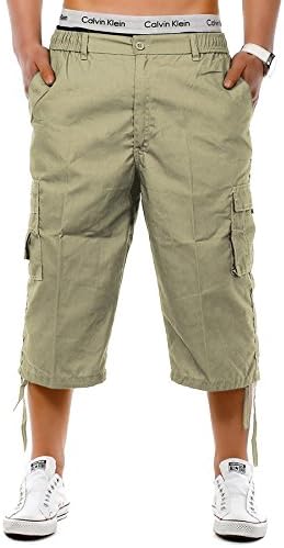 onpointlookMens Big Size Shorts 3/4 Combat Cargo Casual Pants Elasticated Waist Pockets Plus Size M XL 2XL 3XL 4XL 5XL 6XL