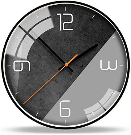Jiaquhome Art Wall Clock Silent Metal Material Watch Frame Wall Clock Modern Simple Personality Watch Study Living Room Decoration Table,Grey F,14 inches