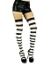 ToBeInStyle Women's Wide Vertical Striped Thigh Hi Stockings - One Size - Black w/White Stripes