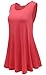 JollieLovin Womens Sleeveless Comfy Plus Size Tunic Tank Top With Flare Hem - Watermelon Red, 2X