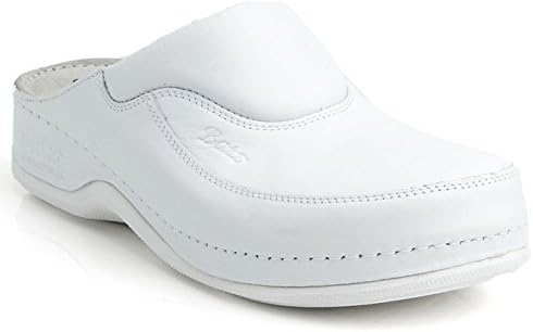 BATZ FC04 Handmade Leather Womens Ladies Slip-on Clogs Mules, White, 41 EU (10.5 M US Women)