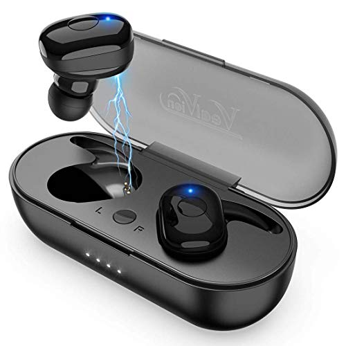 Vealvion Wireless Earbuds Bluetooth 5.0 Bluetooth Headphones IPX5Built-in Mic in-Ear Earphones with Deep Bass Hi-Fi Sound with 500mAh Portable Charging Case for Sports Running (Black)