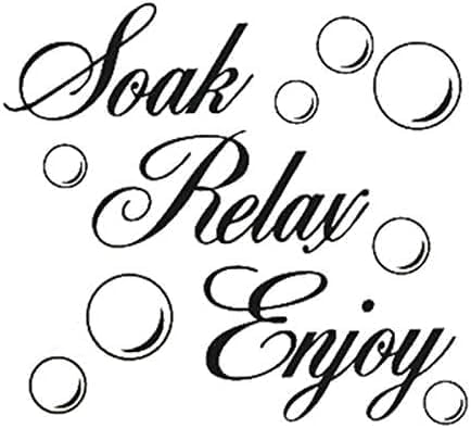 Black SOAK Relax Enjoy Bathroom Wall Art Quote Sticker Vinyl Decal Home Art Decoration, Bathroom Stickers, Wall Stickers and Murals, DIY and Tools