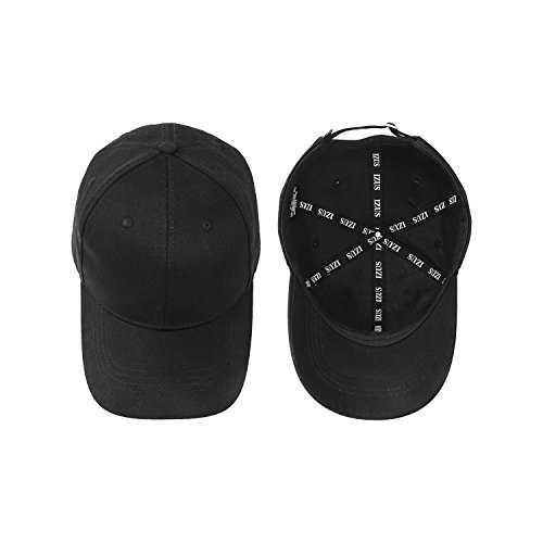 Unisex Plain Easy Adjustable Baseball Cap Hat Modern Design by Izus, Black, Free - Thumbnail 3