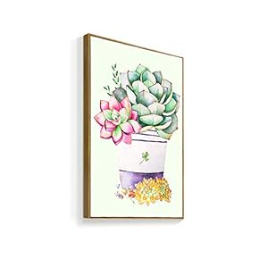 Framed Canvas Home Artwork Decoration Succulent Plant Canvas Wall Art for Living Room, Bedroom - 16x24 inches