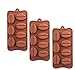 3 Pack X Coffee Bean Shape Ice Cube Chocolate Fondant Soap Tray Mold Silicone