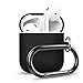 elago Silicone Case with Keychain Compatible with Apple AirPods Case 1 & 2, Front LED Visible, Supports Wireless Charging, Protective Silicone [Black]