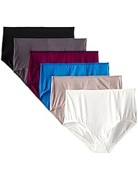 Fruit of the Loom paquete de 6 bragas de microfibra de corte alto (los colores y los estampados pueden variar) para dama