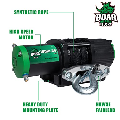OFF ROAD BOAR 4500lb. Load Capacity Electric Winch Kit, 12V Synthetic