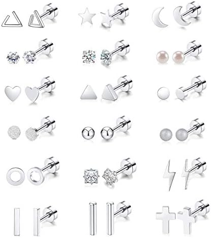 18 Pairs Tiny Cartilage Stud Earrings Set for Women Men