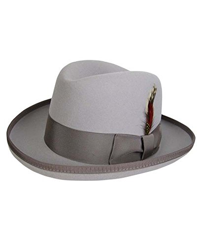 EZ Tuxedo Godfather Homburg Fedora Hat In Rain Drop Silver With Tan Band (X-Large = 24