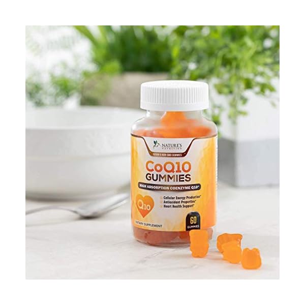 CoQ10 Gummies 100 mg, Peach Flavor Ubiquinone Heart Health Support Cellular Energy Production