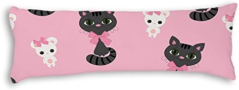 Veronicaca Grey Cat Pink Custom Cotton Body Pillow Covers Pillow Cases 20"x54"