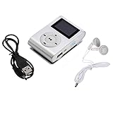 Sannysis Mini MP3 Player USB Clip LCD Screen Support 32GB Micro SD TF Card (Silver)