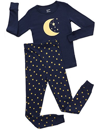Leveret Kids Boys Girls Moon & Stars 2 Piece Pajama Set 100% Cotton (12 Years)