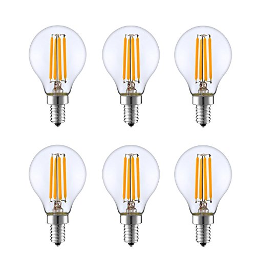 KION 6 Packed, 4 Walt Dimmable LED Filament Round Light Bulb, 2700K Warm White 350LM, E12 Candelabra Base Lamp, 40W Incandescent Replacement, UL listed