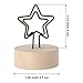 Yaomiao 15 Pack Wooden Base Place Card Holders Rustic Iron Wire Picture Picks Clip Holder Stand Party Decoration Card Picture Memo Note Photo Clip(Star)