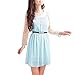Allegra K Women's Round Neck Waist Belt Long Sleeves Dress