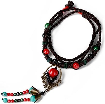 FYF Handmade Turquoise Women Long Necklace Vintage Natural Stone Ball Agate Red Bronze Original Design