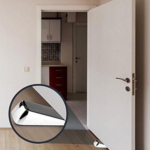 Door Stopper,WERTIOO Door Stops Premium Quality Zinc & Rubber Non-Rust Heavy Duty Wedge that Hugs Doors Tightly and Doesn’t Budge+2 pcs Corner Guards