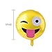 KUUQA Reusable Emoji Mylar Party Balloons Emoji Balloons Emoji Party Supplies, 16 Piece