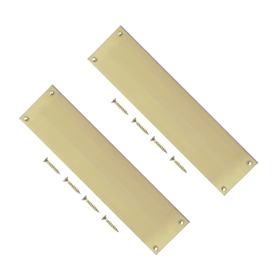 TERF® 300mm X 75mm Traditional Type Victorian Finger Plate Light Polished Brass 300mm X 75mm (12'' X 3'') Door Push Plate Finger plate Including Fixing Screw - Pack of 2