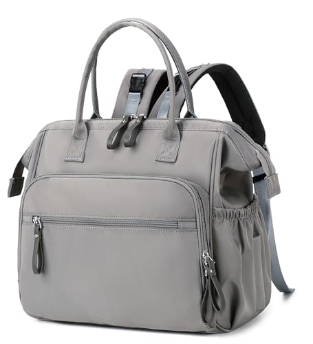 Photo 1 of LORADI Convertible Diaper Bag Tote, Wide Open Top 14 Pockets Nappy Backpack with Stroller Buckle, Water-resistant (Grey)