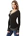 PattBoutik Women's V Neck Long Sleeve Curve Hem Sweater