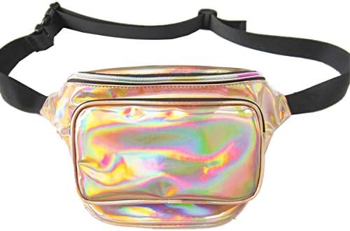 Andear Shiny Holographic Bumbag Waterproof Fanny Pack Sports Hiking Running Waist Bag Laser Hip Pack