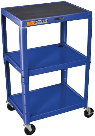 Luxor Steel Multipurpose Utility Storage Adjustable-Height Audio Video Presentation Cart - Three Shelves