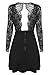 Zeagoo Women's V Neck Lace Floral Open Back Skater Cocktail Wedding Party Dress,Small,Black
