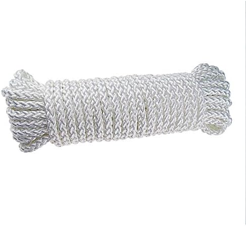 White Diamond Braid Nylon Rope, Paracord All Purpose Utility Rope Nylon Twine, UV Resistant, 1/8,1/4,2/5 inch, 25/50/100ft Hank, (Dia:2/5"-10mm, 50ftx1 Hank)