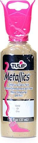 Tulip Metallics Dimensional Fabric Paint (Gold) [6 Pieces] *** Product Description: Tulip Metallics Dimensional Fabric Paint- Color: Goldthese 3-D Paints Provide A Lustrous Metallic Sheen For All Your Fabric And Craft Projects.The Non-Toxic Paint ***